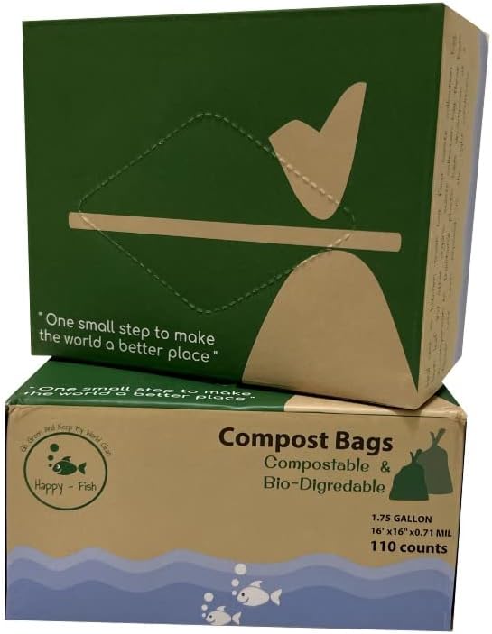 1.75-gallon (6.6L) Compostable, Extra-Thick Countertop Waste Bin Bags| Unscented Leak Proof Bags for Office, Home, Bathroom, Bedroom, Car, Kitchen, Pet(Green)1 Pack| 110 Counts. (1.75 Gallon)
