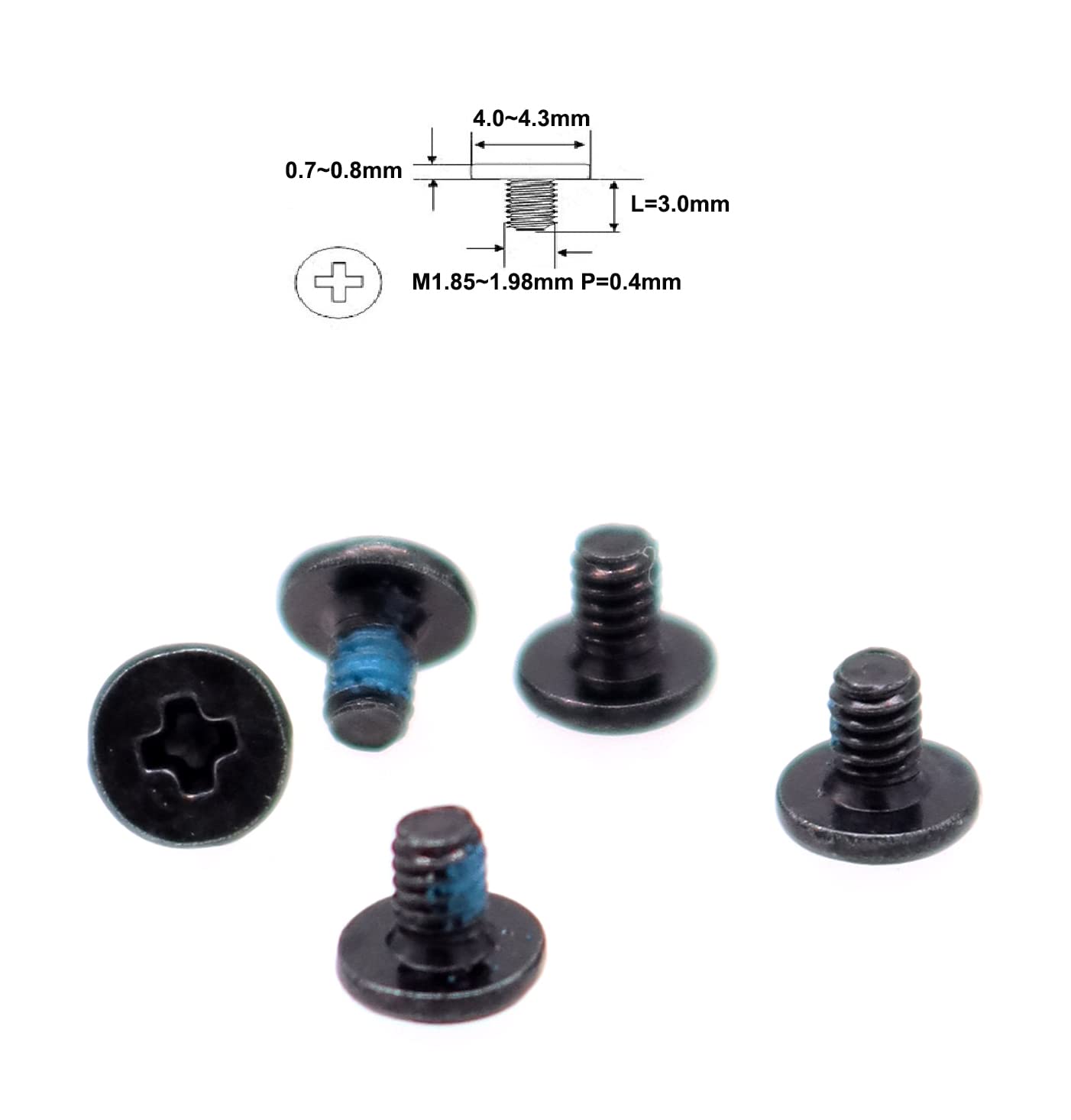 Deal4Go 50-Pack M2 X 3 Mm Phillips Flat Head Screw Fastener Replacement For Laptop Pc M.2 Ssd Nvme Heatsink Wifi Card Screws (Bl