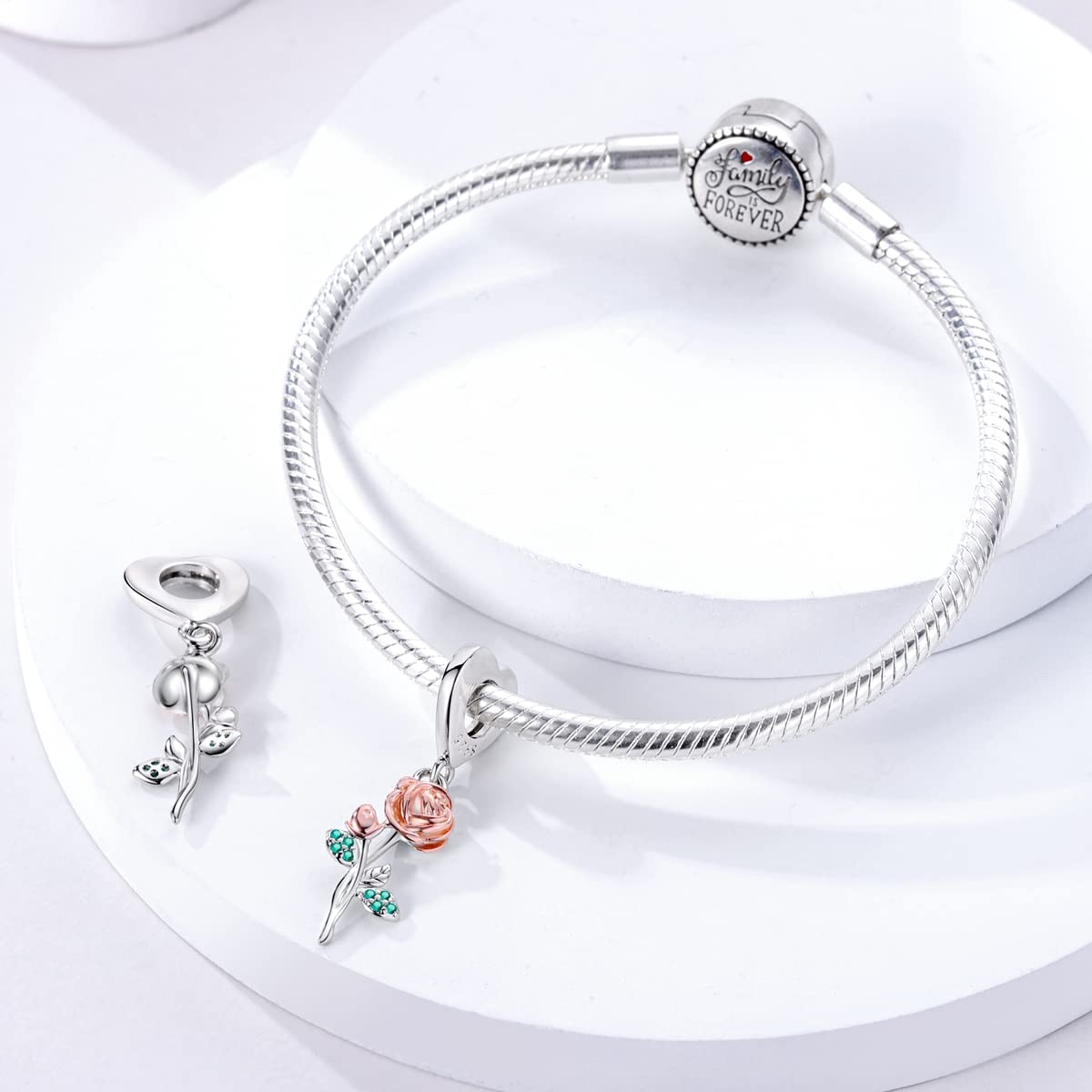 Parmuz 925 Sterling Silver Charms for Bracelet Necklace Mom Heart Love Dangle Charm Beads for Women Mother Grandmother Mothers D