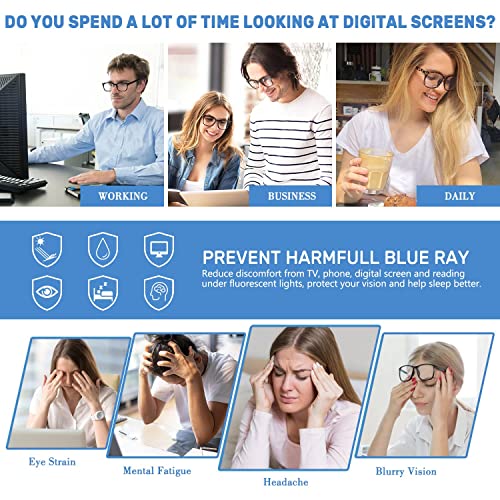 AIMISUV 5 Pack Reading Glasses for Women Men, Blue Light Blocking Computer Readers UV Glare(Multicolor, 1.75x)