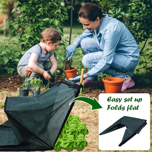 Feoang Foldable Plant Shade Tent, Raised Garden Bed Cover Plants Sun Shade Cloth with Stakes Garden Plant Protector UV Res...