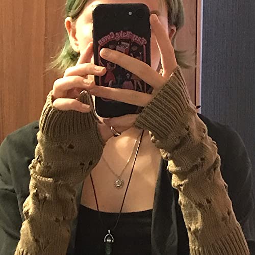 Ripped Crochet Gloves - Fairy Aesthetic Accessories (Brown)