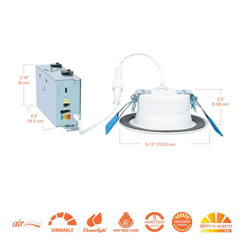 HALO RL 4-Inch Indoor/Outdoor Canless LED Recessed Lighting Downlight with Selectable Color Temperatures - RL4069FSD2W1EWHDM