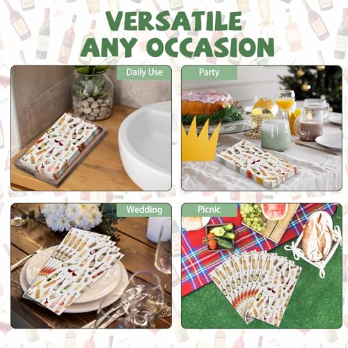 200 Pcs 13x15 Inch Large Wine Cocktail Party Napkins, 2-Ply Soft Absorbent Disposable Dinner Napkins for Wedding Bridal Sh...