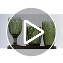 Green Drinking Glasses Set of 4, 12 oz Hand-Pressed Vintage Drinking Glasses, Deep Textured Antique Glassware, Fern Emboss...