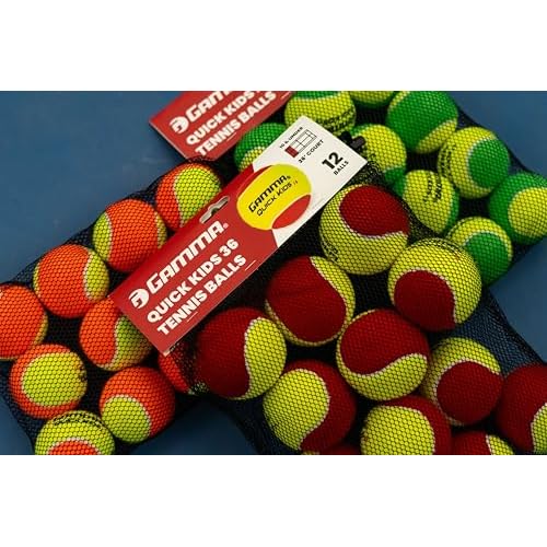 GAMMA Quick Kids 36, 60, & 78 Training Tennis Balls for Kids & Beginners, Low-Compression Core Reduces Speed & Bounce, Great for Tennis Practice, USTA & ITF Approved for Use in 10 & Under Tournaments