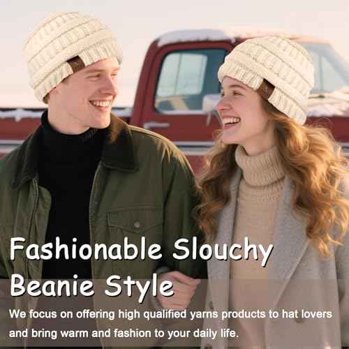 Beanies Hat for Women & Men,Warm Soft Knitted Beanie Unisex Cuffed Hat for Winter Fleece Lined Hats Snow Cap