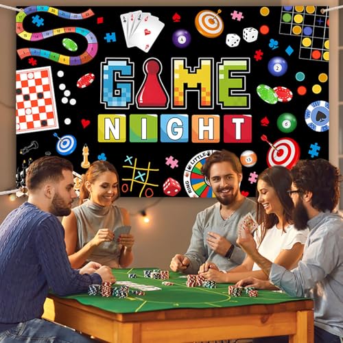 AIBIIN Game Night Backdrop Board Game Game Night Decorations Banner Card Game On Backdrop Party Supplies Banner Photo Boot...