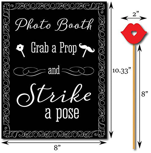 50th Birthday Photo Booth Props - 31-pc 50th Birthday Props with 8 x 10-Inch Sign, 45 Adhesive Pads, 35 Sticks - 50th Birt...