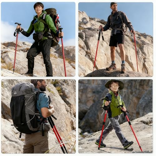 Retractable Trekking Pole Aluminum Alloy Walking Poles Portable Hiking Pole Suitable for Outdoor Activities Such as Mounta...