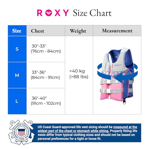 ROXY Women's Life Vest, USCG and Transport Canada Approved Type III PFD, Evoprene CGA Life Jacket for Boating Kayaking Raf...
