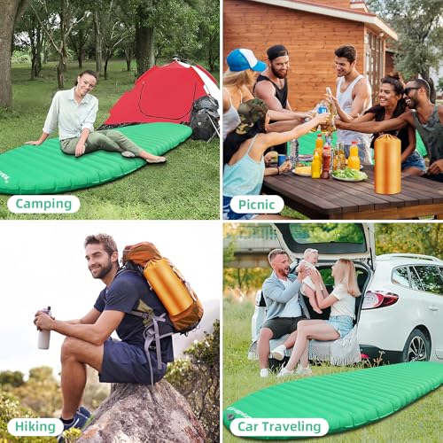 Ultralight Sleeping Pad for Camping, 74.8"x23.2" Camping Mat with Pump Sack Inflatable Sleeping Pads Compact for Camping B...