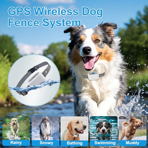 GPS Wireless Dog Fence System with App Control - No Subscription & No Wire, up to 984 FT IPX7 Waterproof Electric Pet Cont...