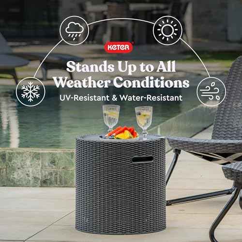 Keter Cool Side Table Cooler 3 in 1 Outdoor Patio Table and Ice Chest Storage, Ideal Hot Tub Table, Decor and Outdoor Patio Bar, Portable Bar, Graphite