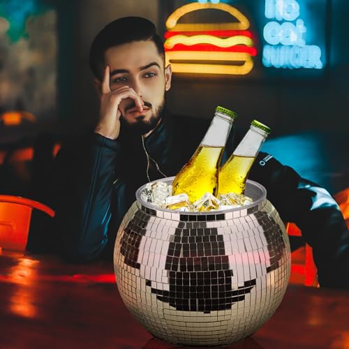 Disco Ball Ice Bucket Beverage Tubs Disco Ball Cup for Parties Large Retro Drink Bucket for Beer Cocktail Wine Champagne C...