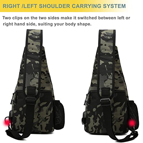 Novemkada Tactical Shoulder Bag - 1000D Molle Military Backpack Outdoor Daypack Chest Pack (Tan)