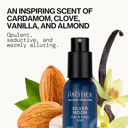 Pacifica Silver Moon Hair Mist Perfume & Full Body Spray for Women - Body Mist Fragrance w/BTonka, Santal, Cardamom, Vanilla Bean, Musk & Amber – Clean Beauty Alcohol-Free, Vegan & Cruelty-Free, 5 oz