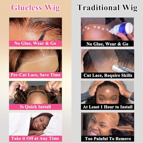 Chocolate Brown Wig 4x4 Hd Lace Front Wig For Black Women Wear And Go Glueless Wigs Human Hair Pre Plucked Pre Cut Colored Water Wave Wavy Chocolate Brown Glueless Wigs Curly Wig Human Hair #4 16inch