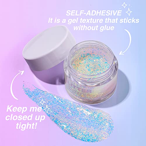 LANGMANNI Holographic Body Glitter Gel for Body, Face, Hair and Lip.Color Changing Glitter Gel Under Light. Vegan & Cruelt...