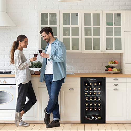 ROVSUN 28 Bottle Wine Fridge, Freestanding Compressor Wine Cooler Refrigerator, Beverage Wine Chiller with Digital Tempera...