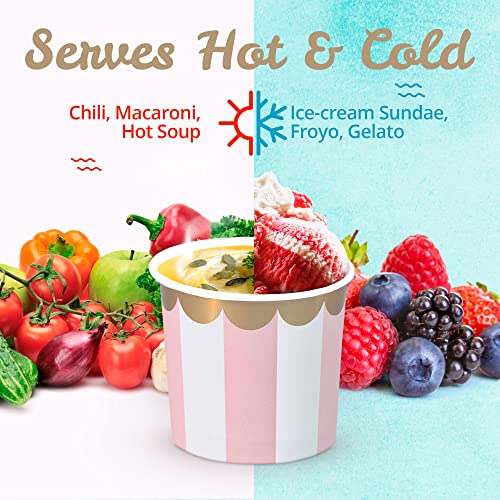 Confettiville Paper Ice Cream Cups, 50-Count 11-Oz Disposable Dessert Bowls for Hot or Cold Food, 11-Ounce Party Supplies ...