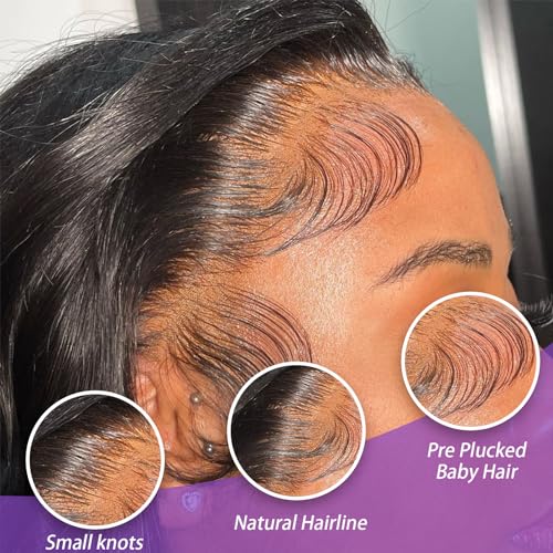 Body Wave 13x4 HD Lace Front Human Hair Wigs for Women 150% Density Glueless Natural Black 22 Inch