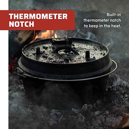 Camp Chef DO-12 Pre Seasoned Cast Iron Dutch Oven, Black