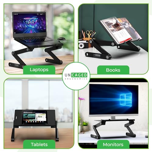 Uncaged Ergonomics WorkEZ Adjustable Laptop Stand for Desk, Laptop Stand Adjustable Height, Foldable Aluminum Cooling Comp...