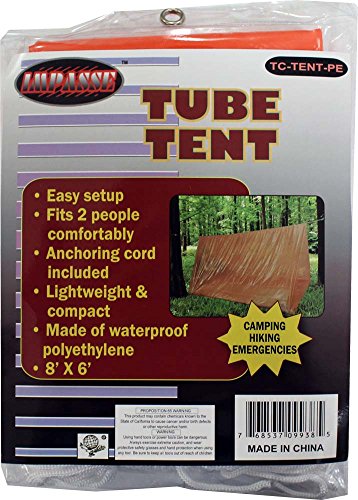 Orange 8' x 6' 11 OZ TUBE TENT - Camping, Backpacking or Backyard Sleep Overs
