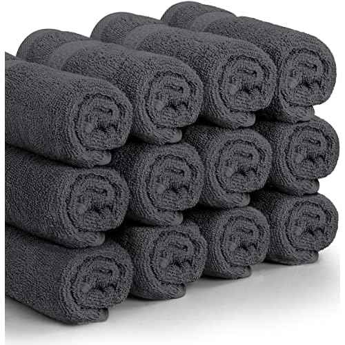 Utopia Towels 12 Pack Premium Wash Cloths Set, 12 by 12 Inches, 100% Cotton Ring Spun, Highly Absorbent and Soft Feel Essential Washcloths for Bathroom, Spa, Gym, and Face, Grey