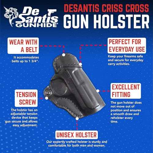 DeSantis Criss-Cross Gun Holster, Versatile Concealed Carry Holster, Fits SIG P938, Kimber Micro 9, and Springfield 911 9MM, Unisex Cross-Draw Carry Holster, Right-Hand Draw, Black