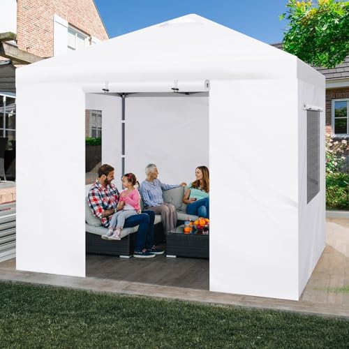 FLAGLY 4 Pack Canopy Sidewalls for 10x10ft Pop up Tent– Mesh Window & Zipper Door Panels for Instant Canopy Enclosure, Wat...