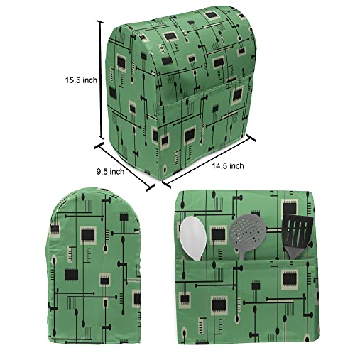 Ambesonne Circuit Board Stand Mixer Cover, Technology Microchip Electronics Repeating Illustration, Kitchen Appliance Orga...