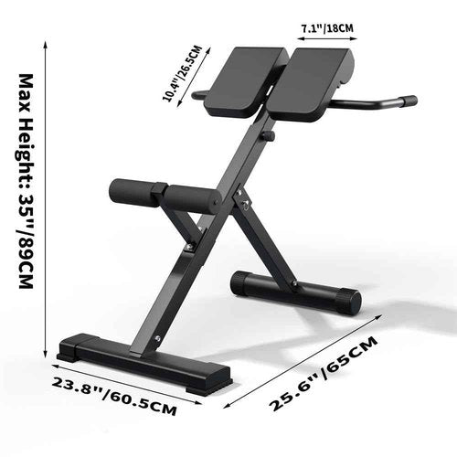 45-Degree Hyperextension Roman Chair - Adjustable Height and Back, Sturdy and Comfortable - Glute, Hamstring, and Ab Workouts - Foldable Sit Up Gym Bench for Home ★