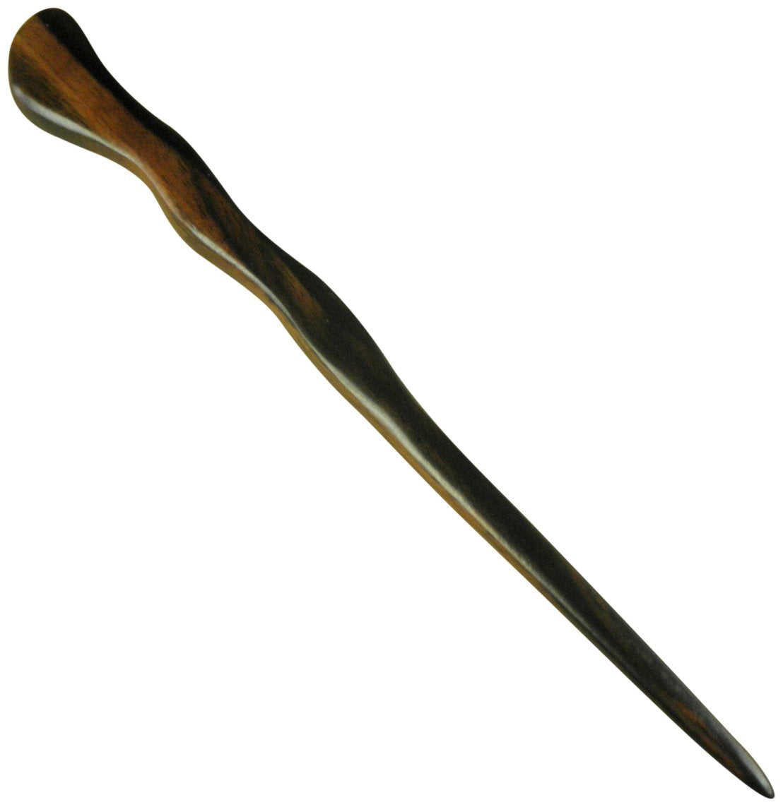JWL (1) SE Asian Striped Ebony Spiral 6 Inch Hair Stick Pick Pic Pin Fork - Hawaiian Style
