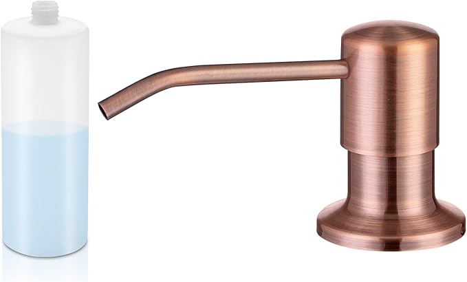Built in Sink Soap Dispenser Lotion Dispenser for Kitchen Sink, Soap Dispenser with 17 Ounce Bottle, Soap Pump Built in Countertop Under Sink, Red Bronze
