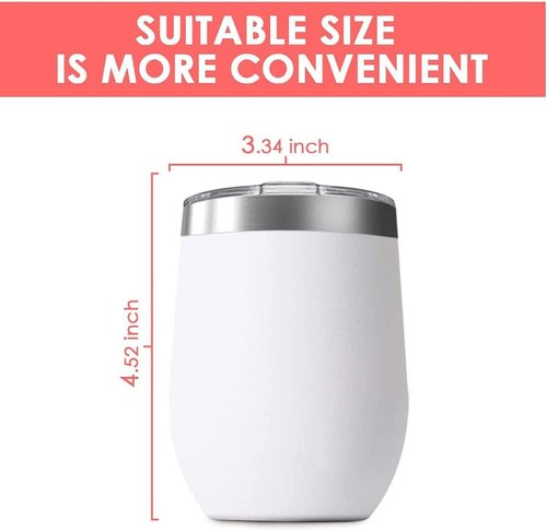 Deitybless 12oz Wine Tumbler with Lid Stainless Steel Wine Tumbler Cups Double Wall Vacuum Insulated Travel Mugs Stemless Cup