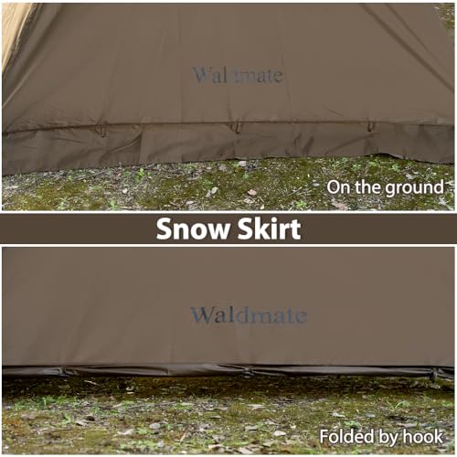Hot Tent with Stove Jack and Snow Skirt, 6.89~8.53ft Standing Room, 2~5 Person, Tipi Tent for Family Hiking, Fishing, Hunt...