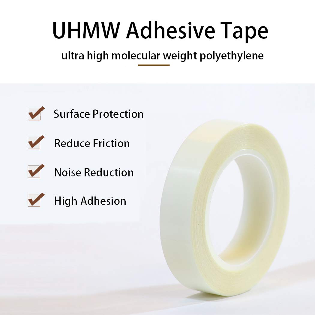 APT, UHMW (Ultra-high Molecular Weight) Polyethylene Tape, Resists Abrasion, Impact, for Surface Protection and Friction and Noise Reduction for Lining Sliding Surfaces. (0.5" x 5Yds, 10 Mil UHMW)