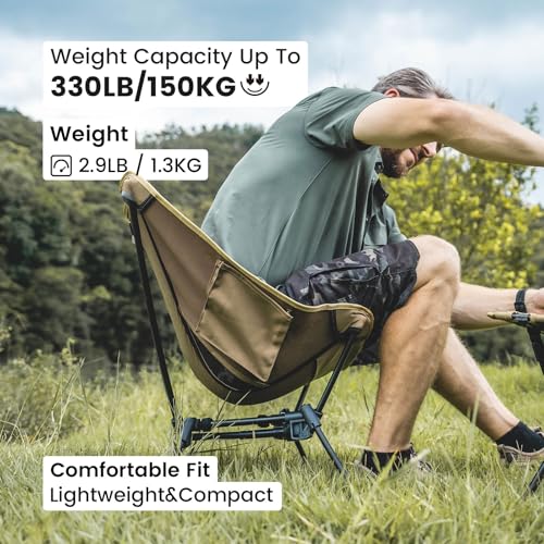 ONETIGRIS 2 Pack Tigerblade Camping Chair, Lightweight Folding Backpacking Hiking, Compact Portable 330 lbs Capacity