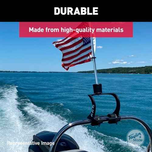Taylor Made KW-Series Flagpole Mount for Boats, Universal Clamp-On Mount, Fits 3/4", 1", 1-1/4" Flagpoles, No Drilling Required, Mounting Hardware Included