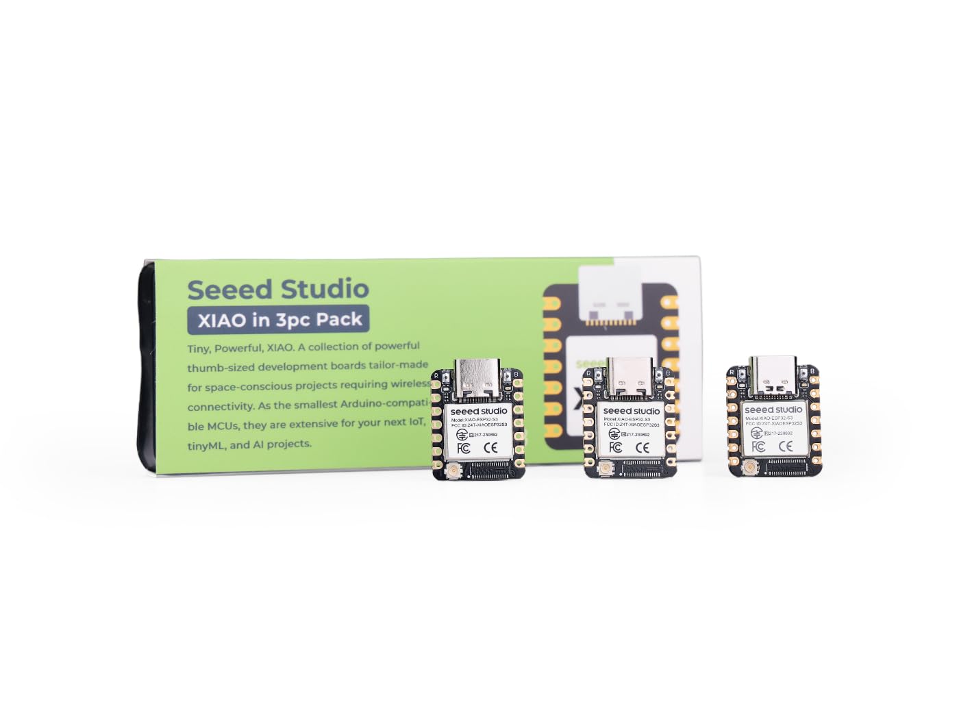 XIAO ESP32S3 3PCS Pack- 2.4GHz WiFi, BLE 5.0, 8MB PSRAM, 8MB Flash, Dual-core, Battery Charge Supported, Power Efficiency and Rich Interface, Ideal for Smart Homes, IoT, Wearable Devices, Robotics.