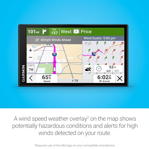 Garmin dēzl™ OTR620, High-Res 6” GPS Truck Navigator, Custom Routing, Satellite Imagery, Wind Speed, Community-Shared Load...