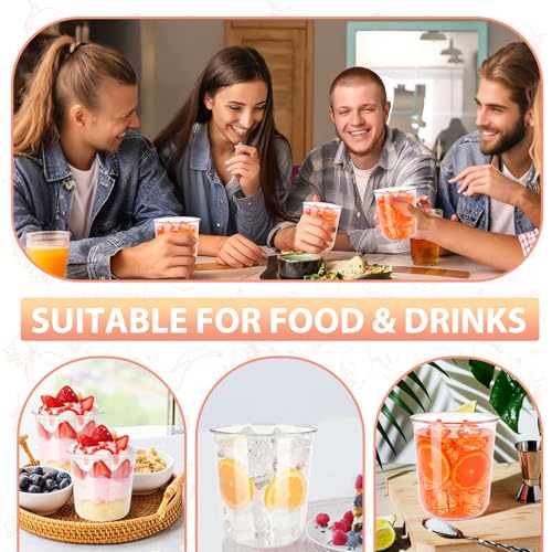LIANGYUNZE Disposable Stemless Clear Plastic Cups 12OZ NATURAL Arc Plant Based wine glasses For Parties Weddings Birthdays...