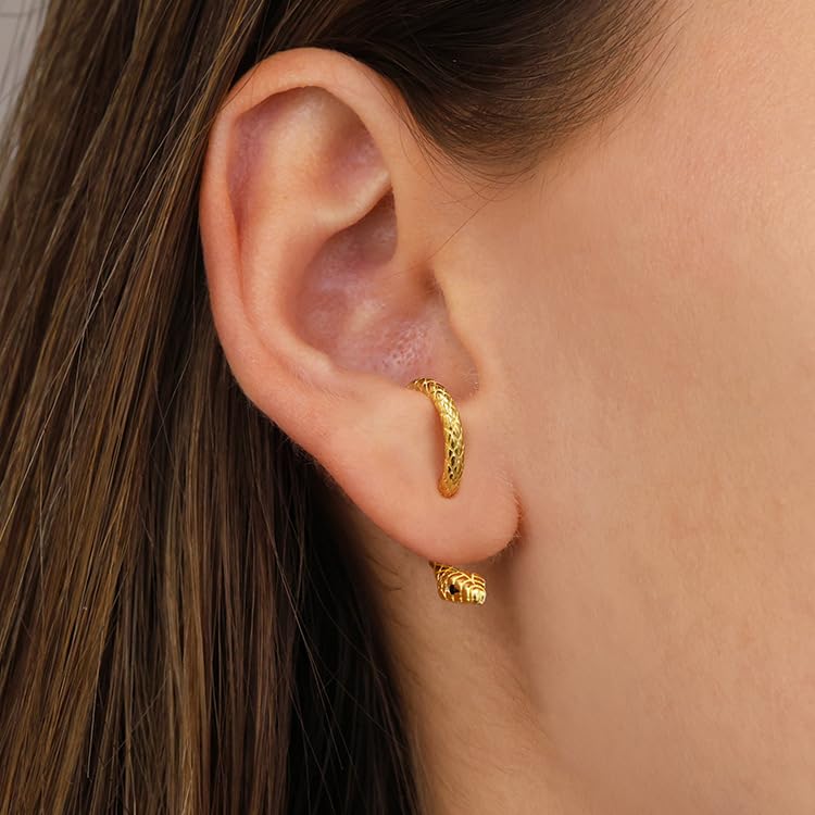Gold Snake Earrings for Women Silver Snake Dangle Earrings Black Snake Drop Earrings Snake Jewelry Halloween Goth Earrings Punk Snake Accessories Gothic Earrings Sperppent Edgy Grunge Earrings (Style B - Gold)
