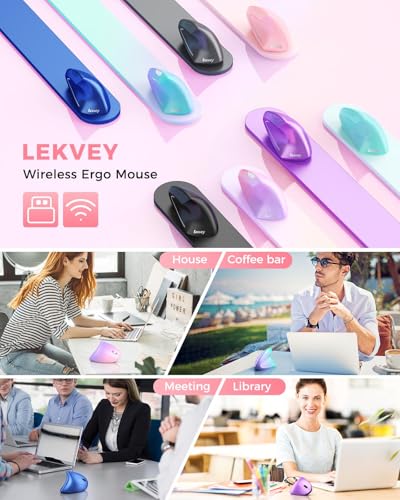Lekvey Ergonomic Mouse, Vertical Wireless Mouse, Rechargeable 2.4 GHz USB Optical Carpal Tunnel Mice : 800/1200 / 1600 DP...