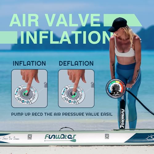 FunWater Inflatable Stand Up Paddle Board with Premium SUP Paddleboard Accessories, Anti-Slip EVA Deck, 11'/10'6'' Paddle ...
