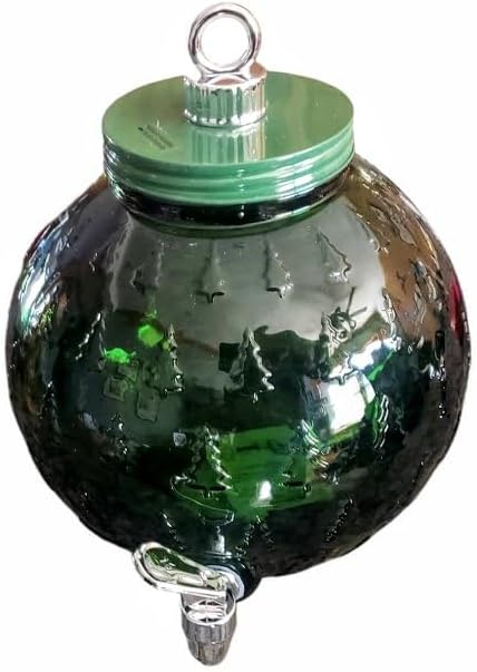 Green Snowflake Christmas Ornament 1.5 Gallon Beverage Dispenser With Steel Lid and Chrome Plastic Spout 11"L x 9"W x 11"H