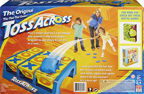 Mattel Games Toss Across Game, Beanbag Tic Tac Toe for 2 to 4 Players Ages 5 Years and Older