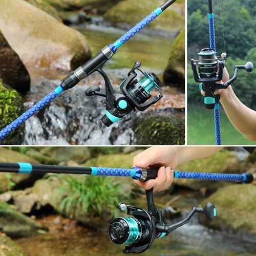 Sougayilang 3 Piece Baitfeeder Combo Surf Fishing Rod Combo Medium/Heavy Travel Spinning Rod with 4000 Size Reel (9'/10'/1...